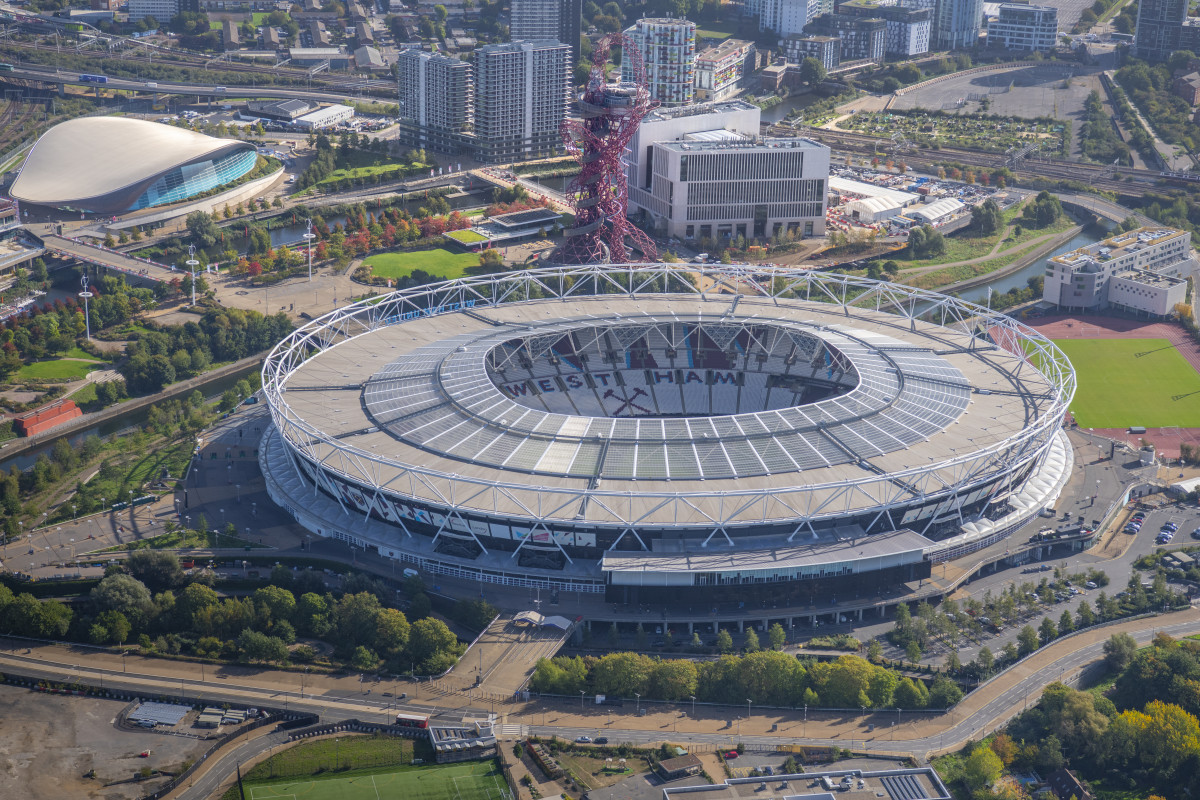 Solar panels on stadium roof